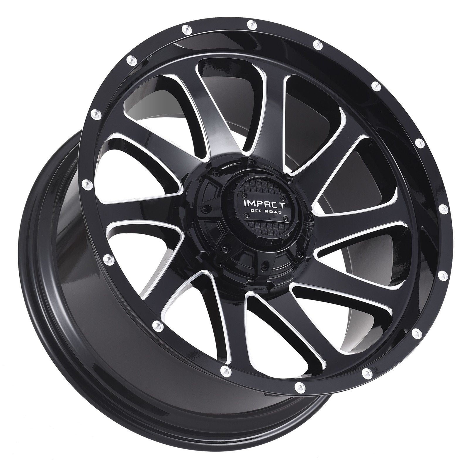 Impact 825 20x10 5x139.7 & 5x127 -12 Gloss Black/Milling Windows
