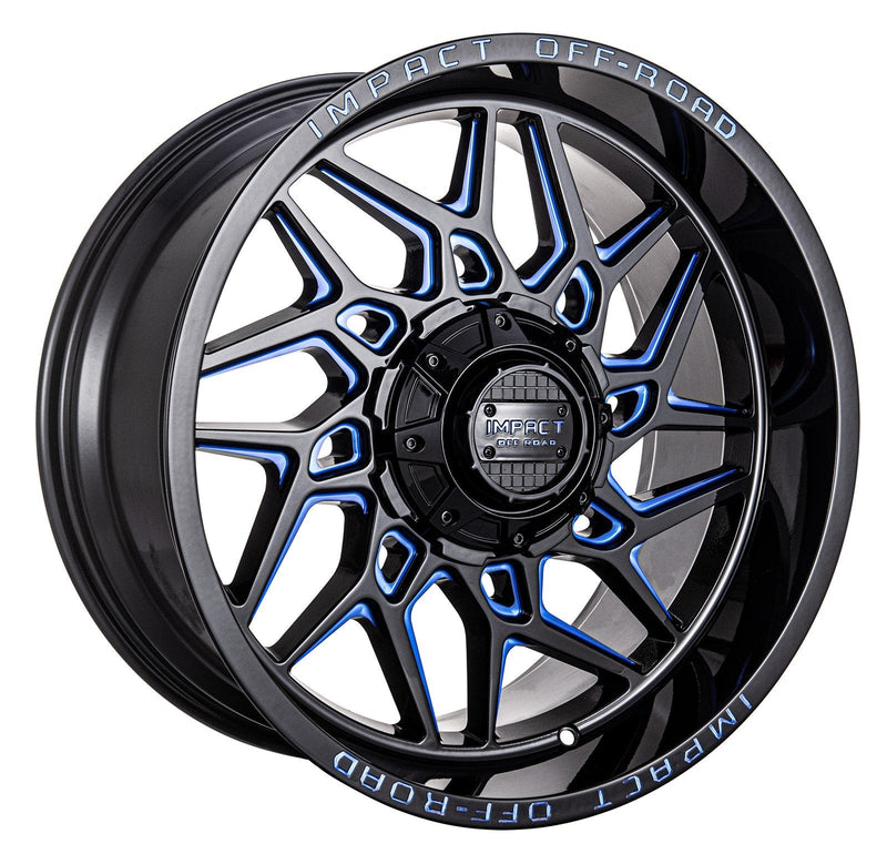 Impact 829 20x10 6x139.7 & 6x135 -12 Gloss Black/Blue Milled